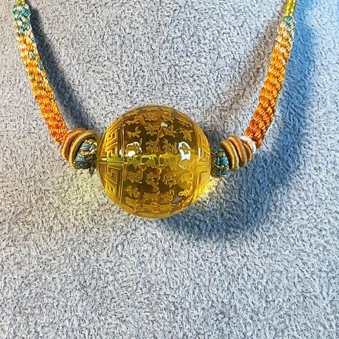 琥珀未镶嵌颈饰心经微瑕31mm锁骨珠