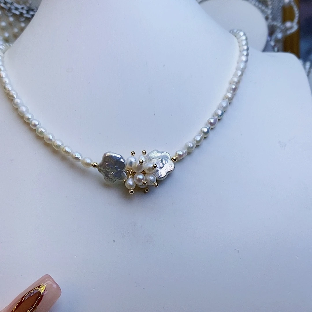 淡水珍珠颈饰银S925镶嵌
