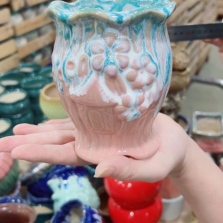 有孔.凑满10元发货多肉陶瓷花盆！