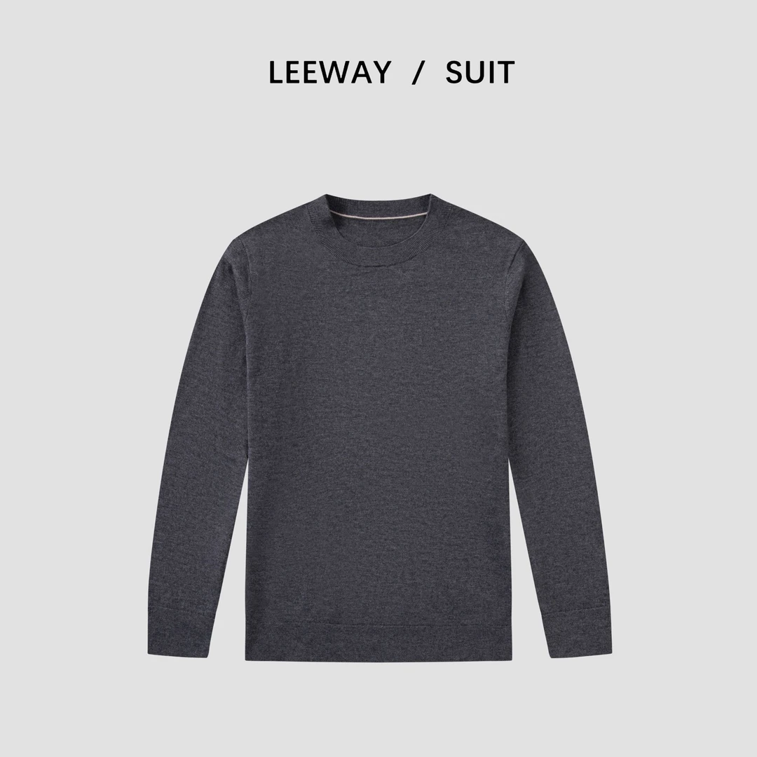 LEEWAY / SUIT 【羊毛羊绒】高端男士秋冬新款圆领商务休闲羊毛衫