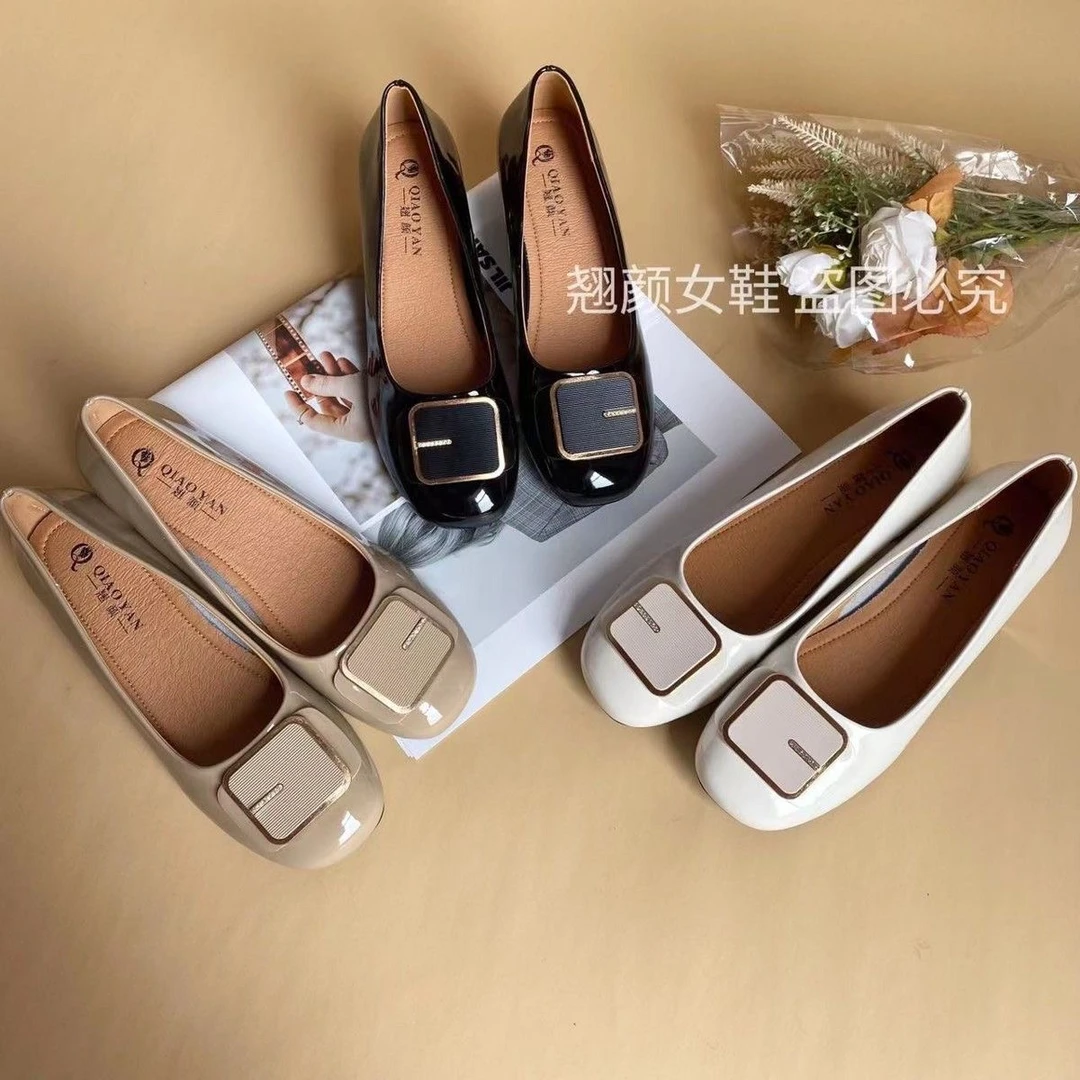 时尚休闲春秋百搭软底舒适妈妈鞋法式低跟单鞋7818