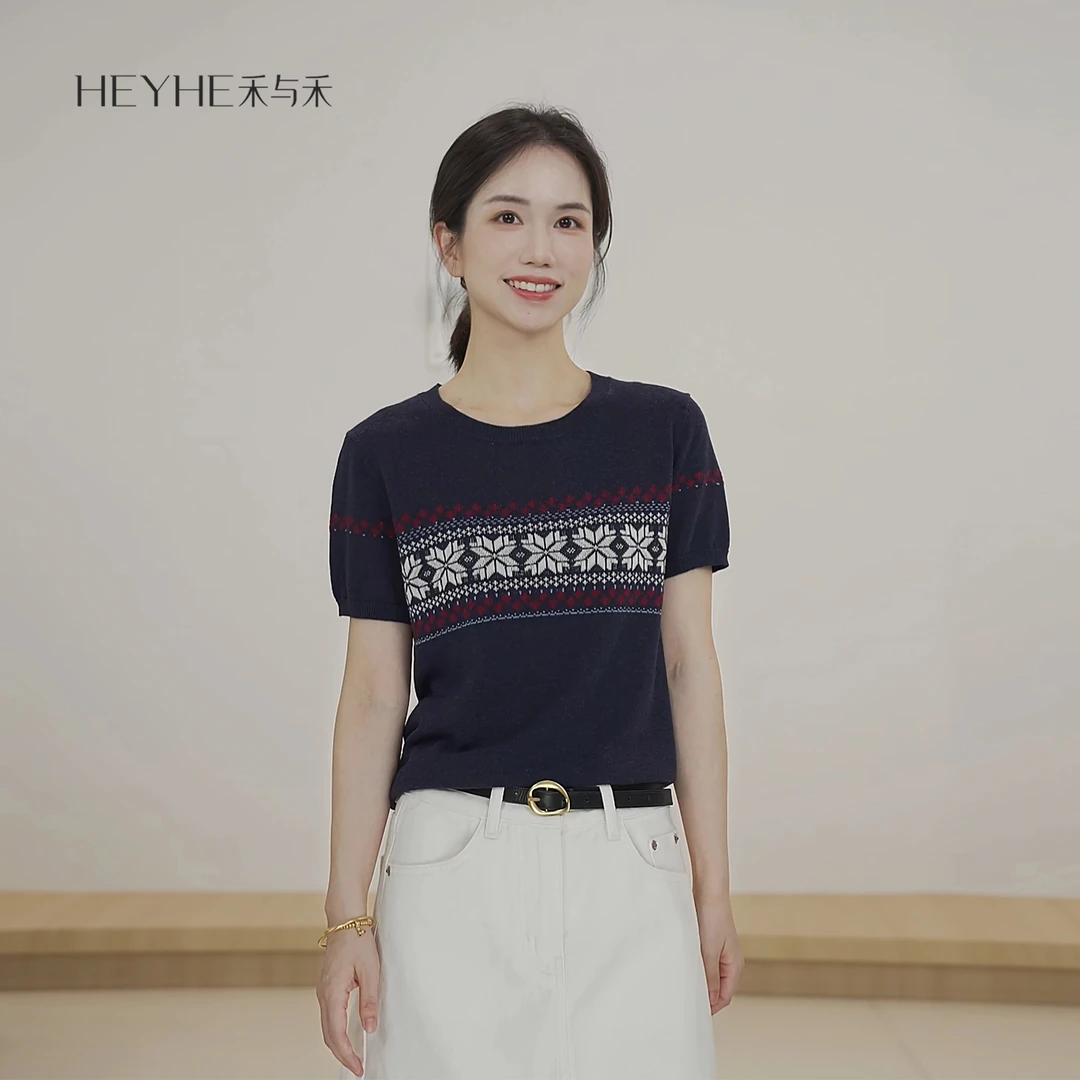 小禾【雪绒花】莱赛尔汉麻夏季圆领百搭休闲显瘦针织衫短袖T恤