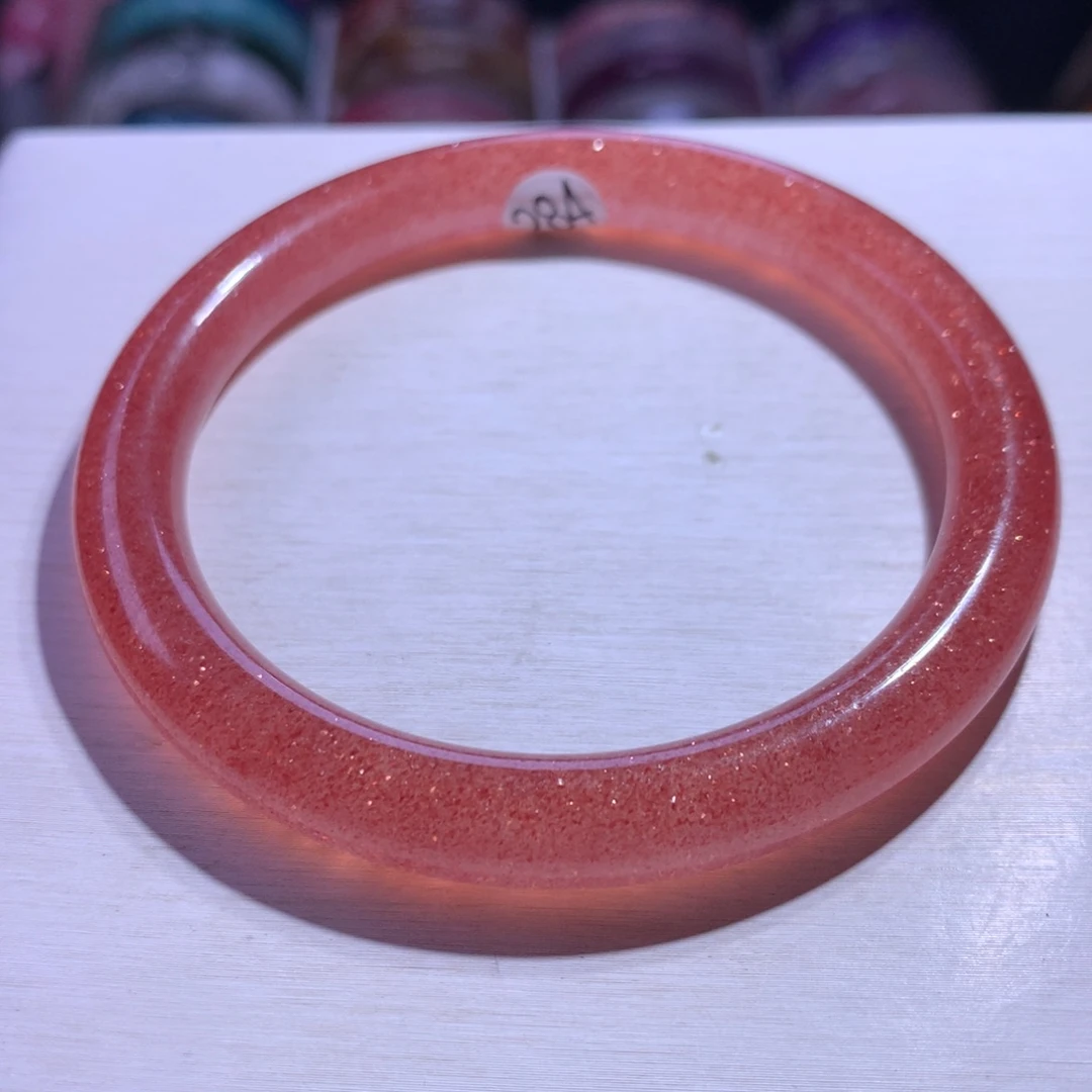 手镯水晶银S925镶嵌鸽血红草莓晶62.5圈284