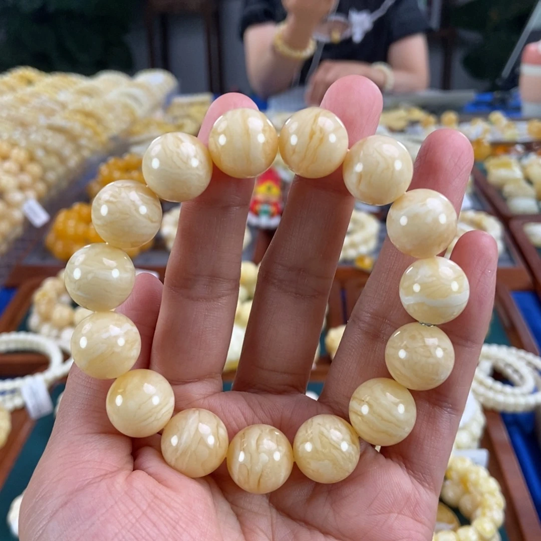 未镶嵌琥珀珠宝奇石15同料虎皮圆珠29.16