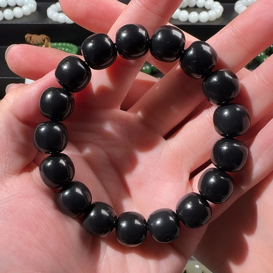 和田玉（墨玉）未镶嵌手串卡13