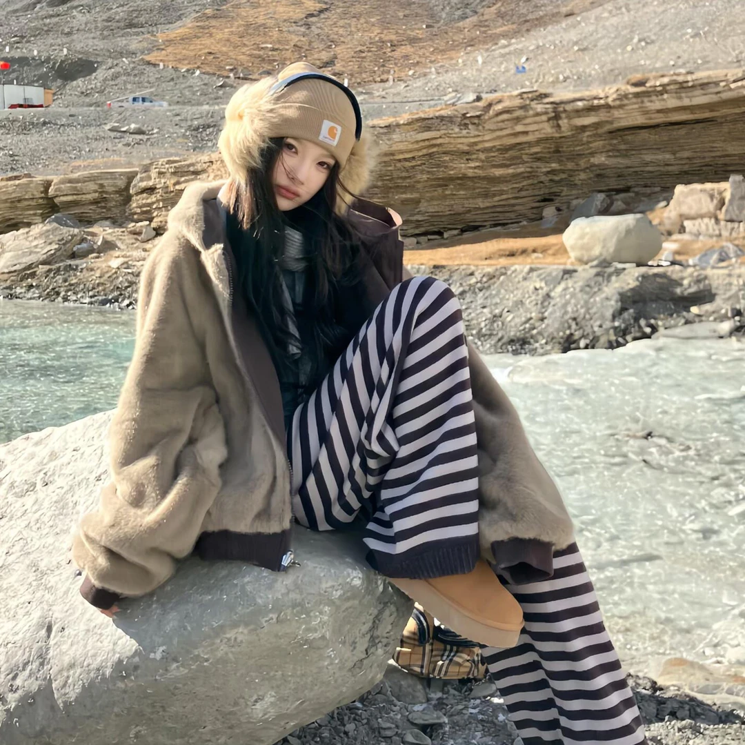 设计感双面穿座山雕棉服女2025年新款氛围感美拉德加厚保暖冬外套