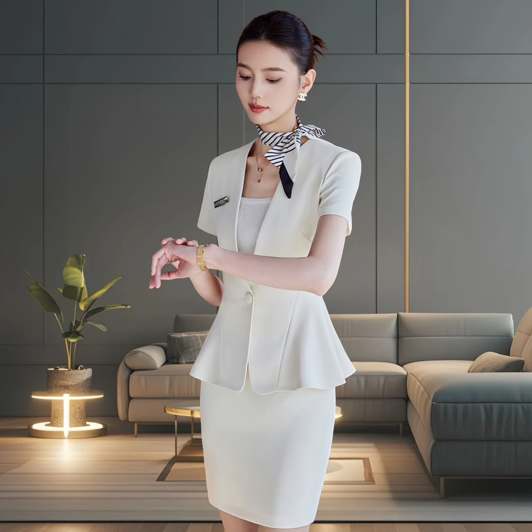 高端职业修身小西装外套女夏季高端气质正装酒店前台美容院工装女