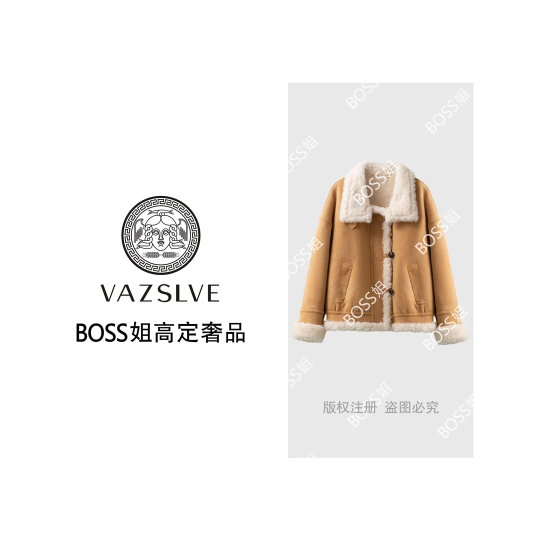 【VAZSLVE/全新奢品】捡漏秋冬翻领100%绵羊毛轻奢时尚气质WD1755