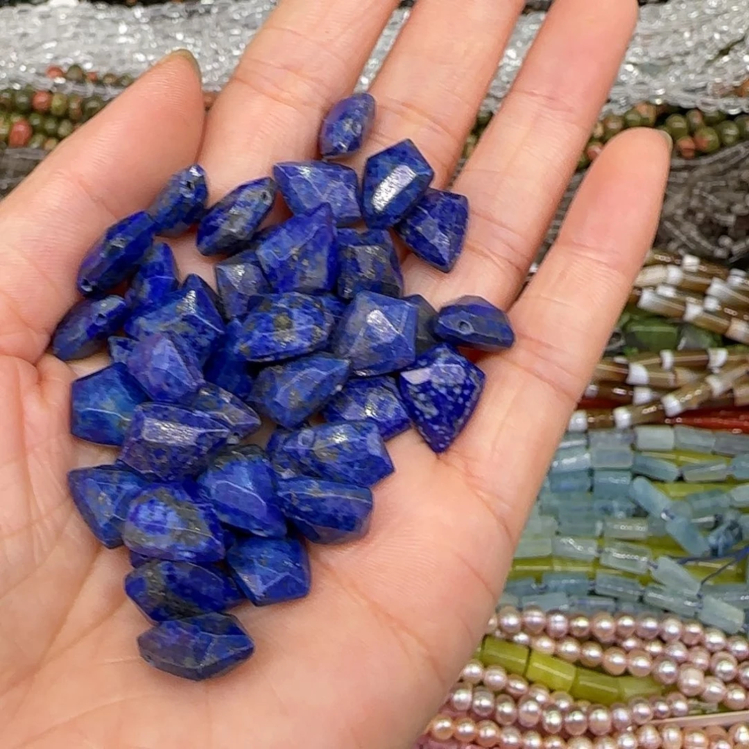 玛瑙/玉髓合金珠宝半成品青金切面10mm2颗