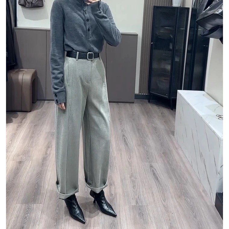 新款加绒气质百搭高级感直筒裤女2025冬高腰显瘦通勤百搭休闲长裤