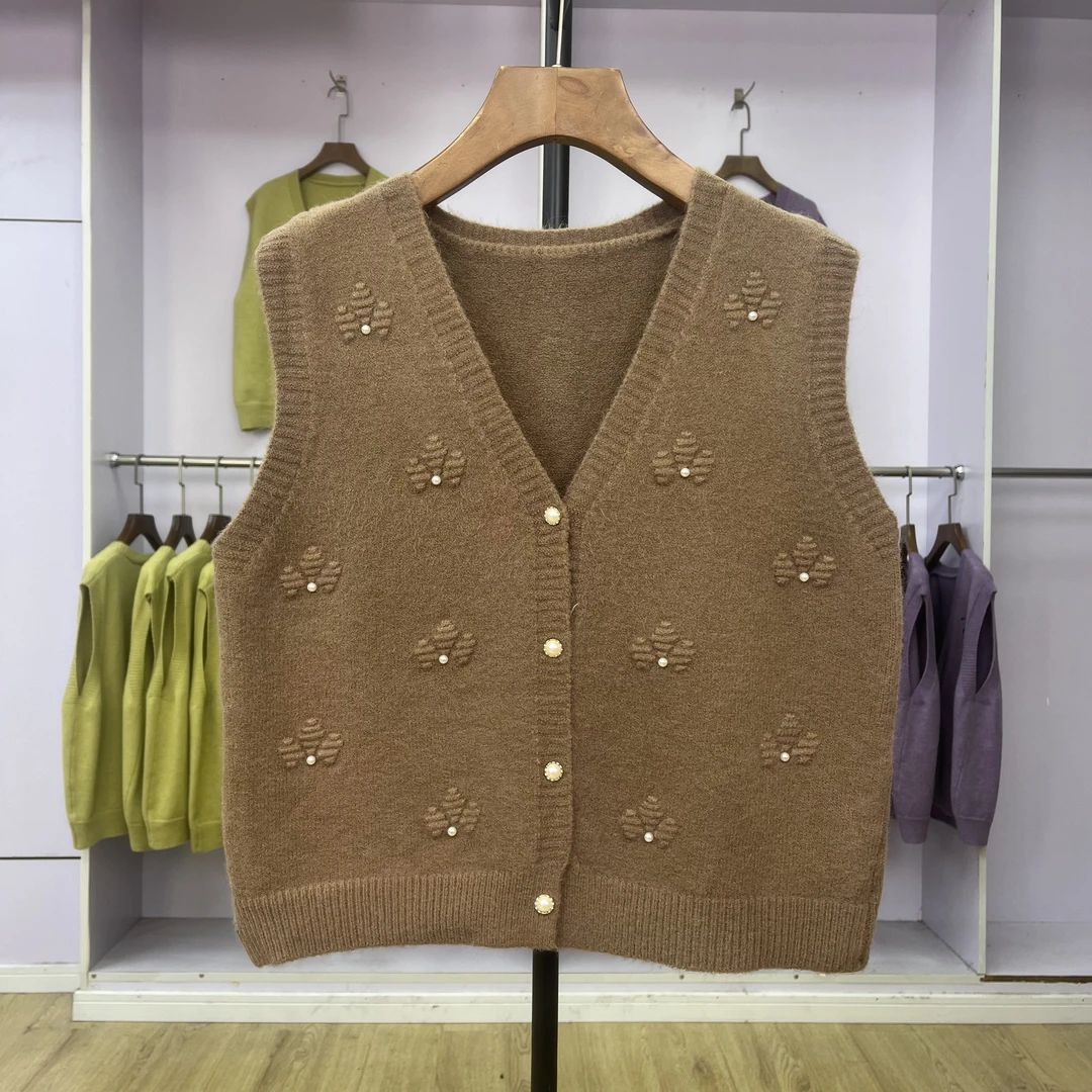 252 钉珠女装重工无袖复古坎肩外套设计感时尚小个子坎肩外搭上衣