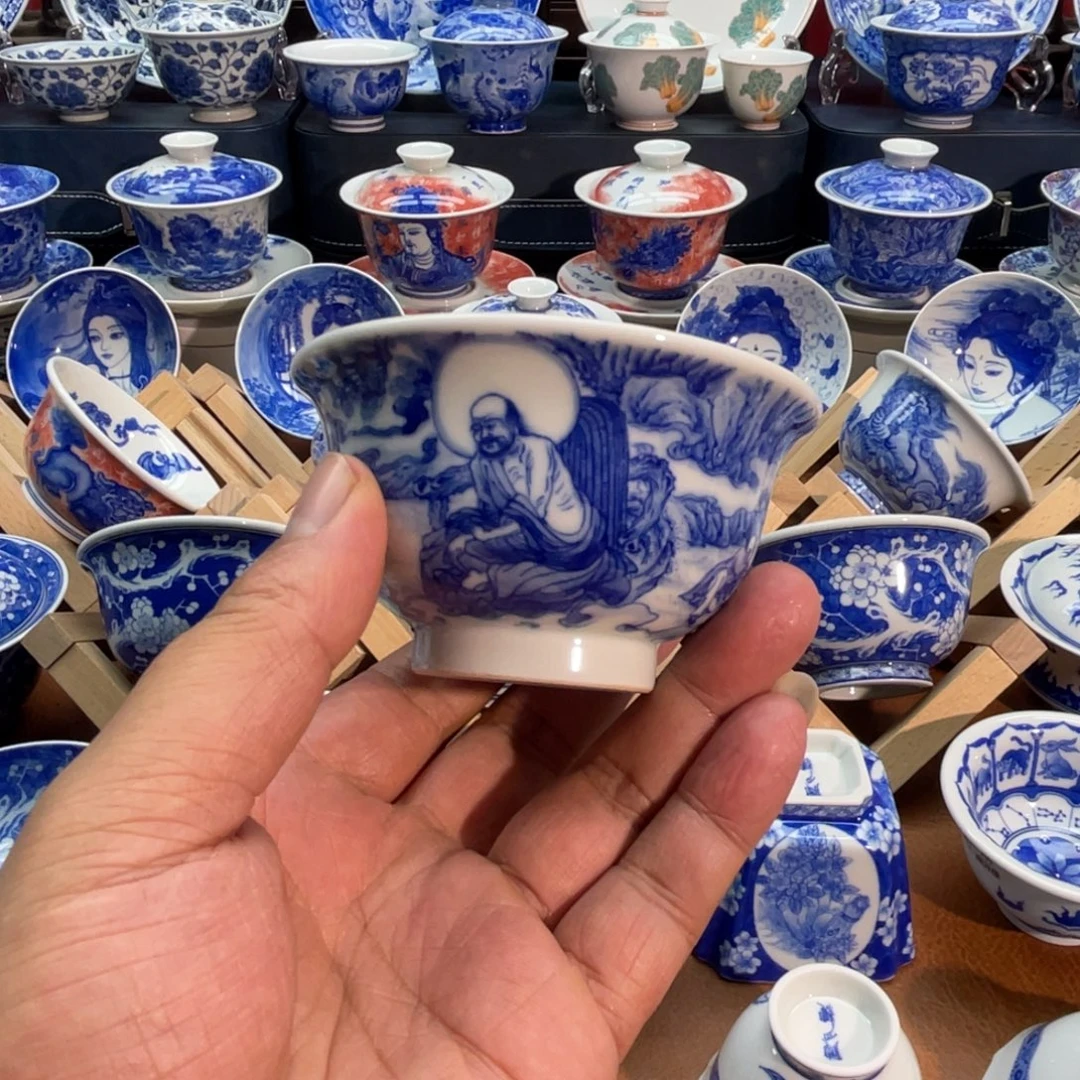 匠***道人物青花压手杯84元子