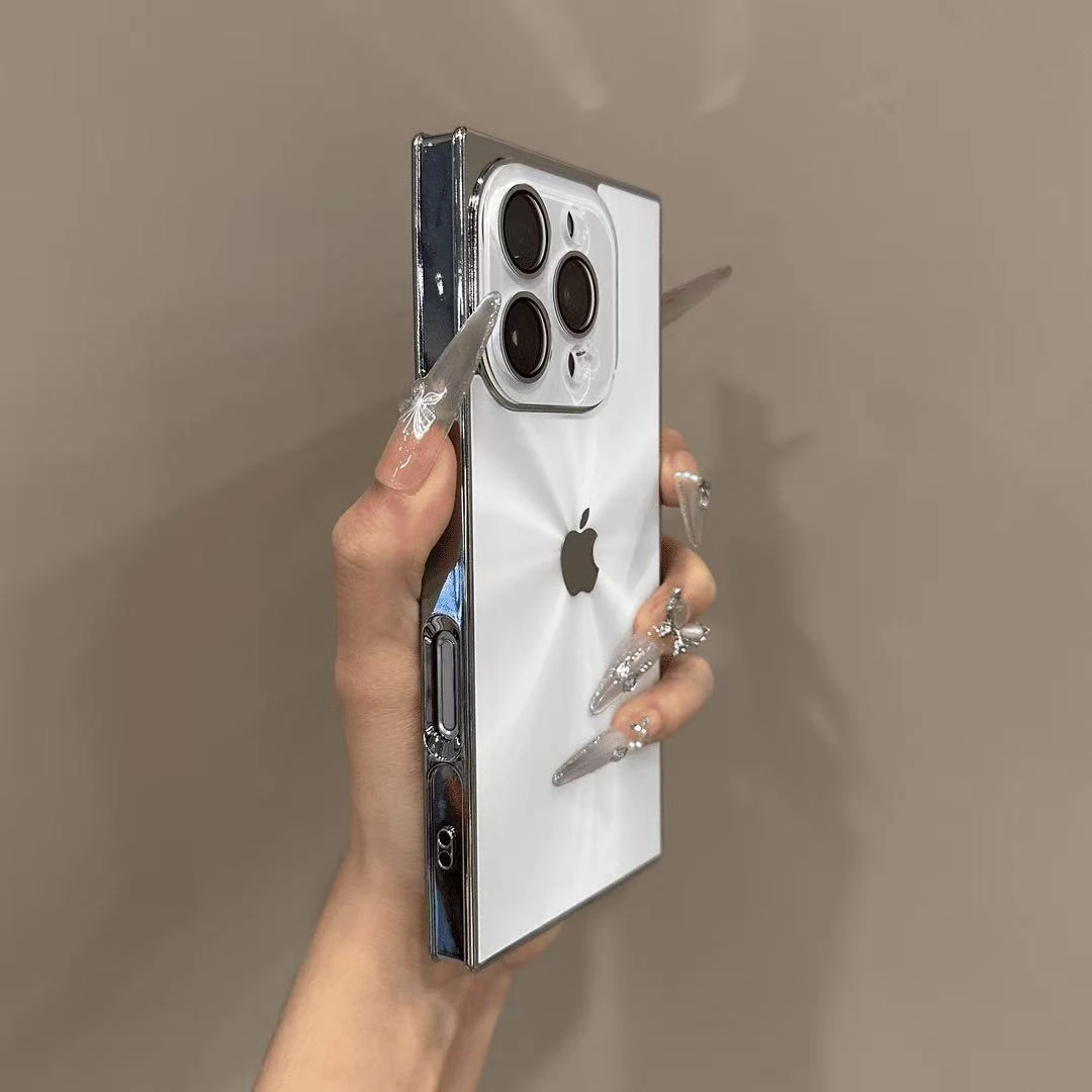 高级感方型极光适用苹果16promax手机壳简约iPhone15新款14创意13