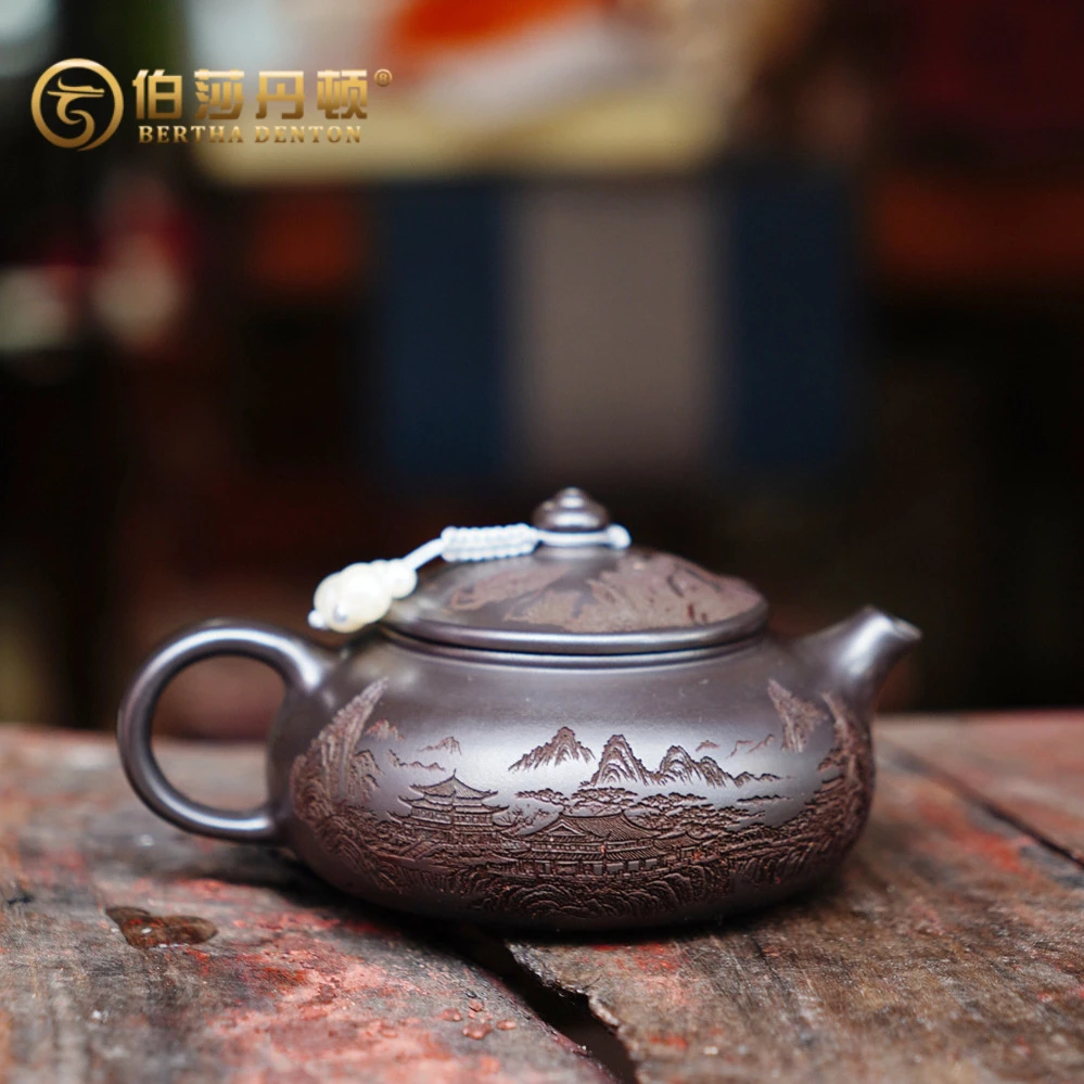 BERTHA DENTON/伯莎丹顿宜兴手工紫砂壶原矿石100%真品纯手工刻绘
