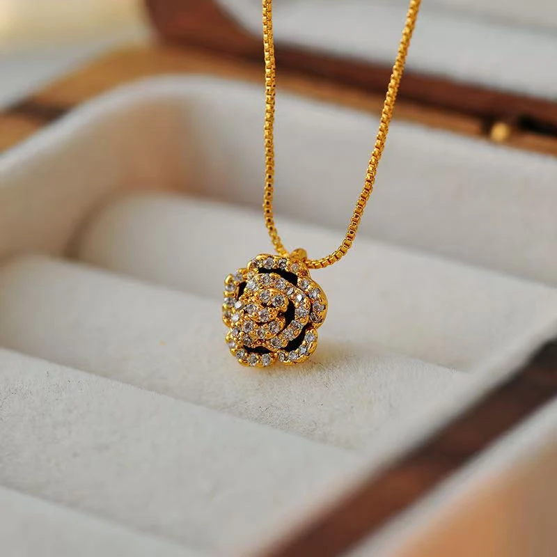 铜合金项链 a276---山茶花项链