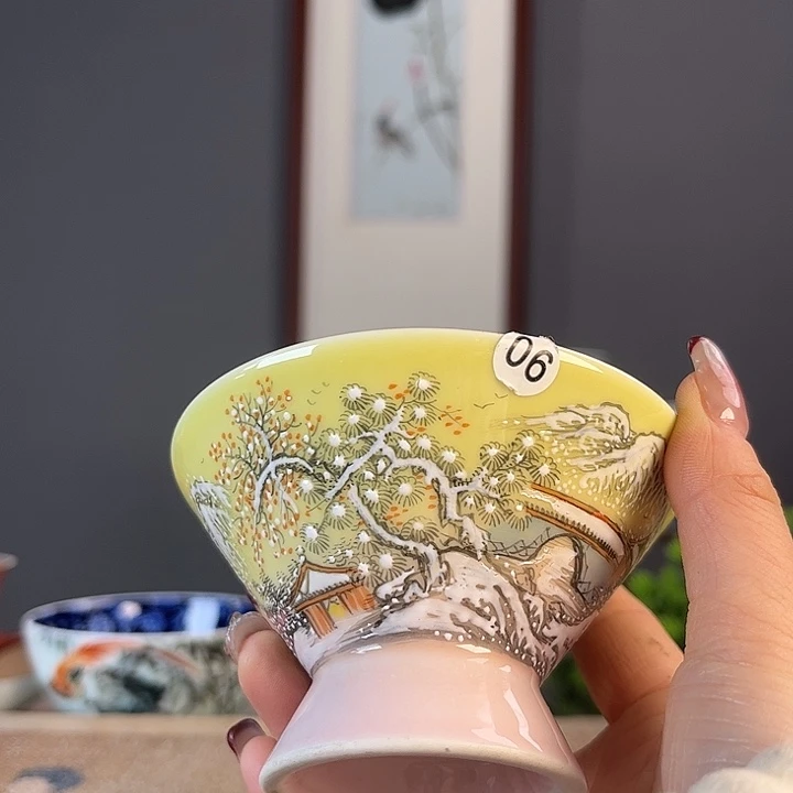 摆件景德柴烧茶杯多人