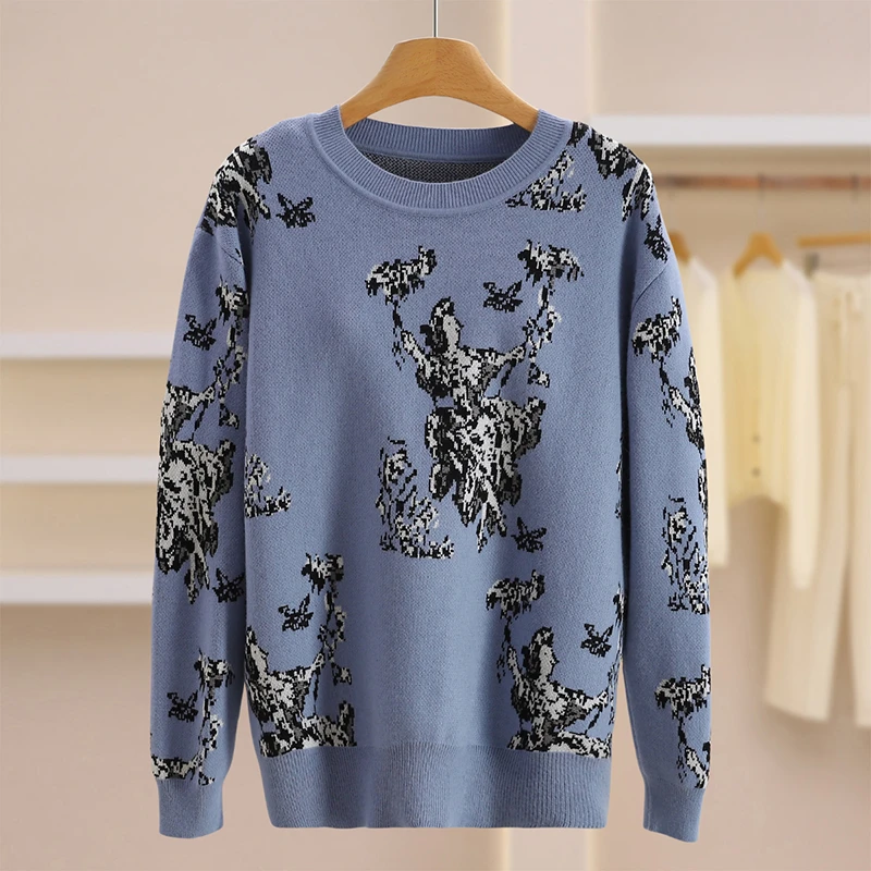 B3970-【巨】圆领花色毛衣#ZGS58M001