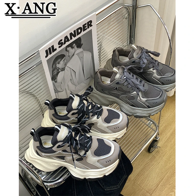 巴黎老爹鞋百搭女鞋2025春夏季新款厚底增高休闲鞋女款真皮运动鞋