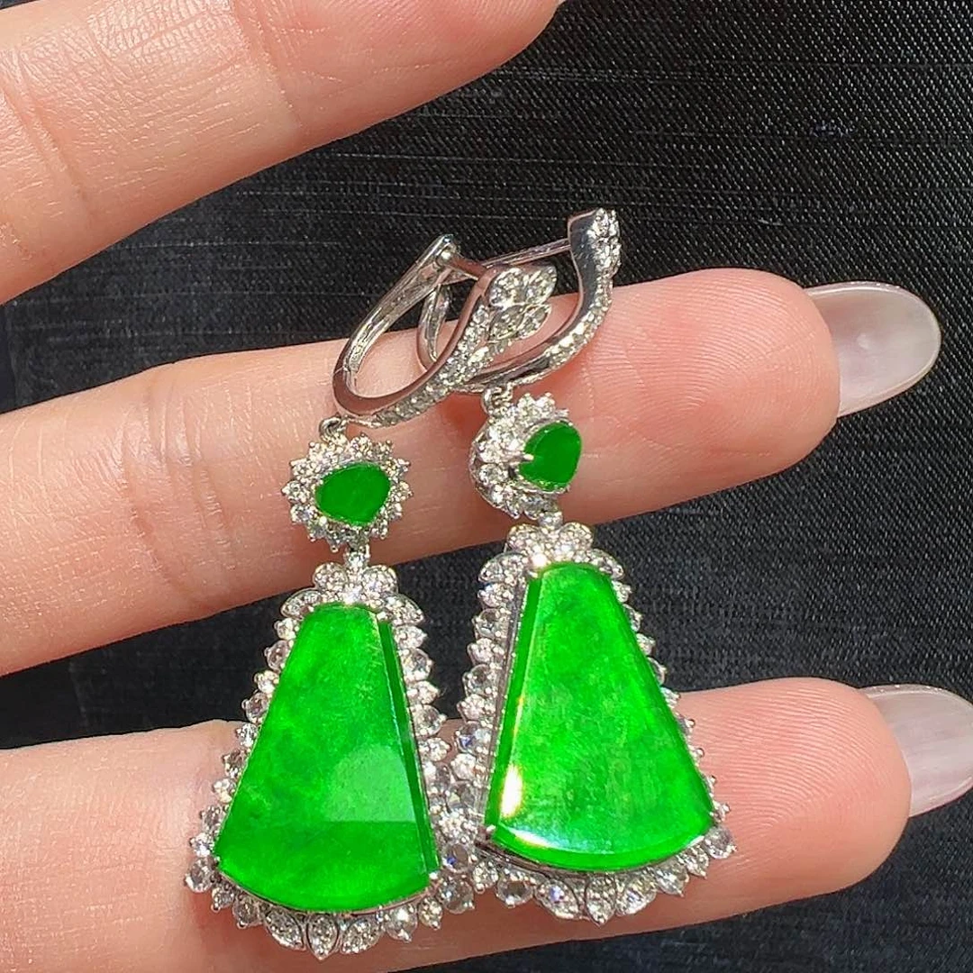 翡翠耳饰18K金镶嵌耳环