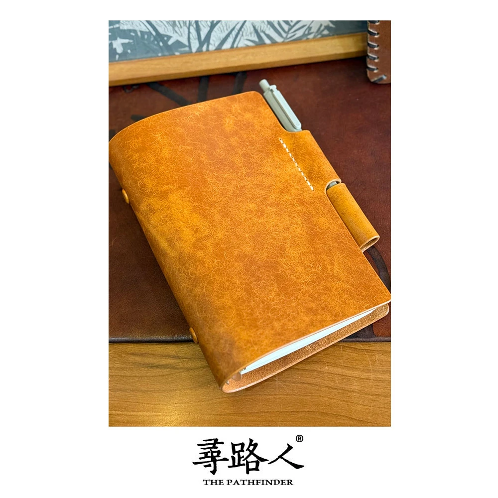 寻路人高端商务活页休闲真皮多功能记事本斜挎包A6