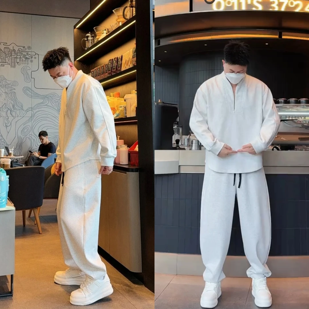 YULE语乐 5860/5861云朵绒卫衣套装秋季休闲立领半拉链卫衣休闲裤