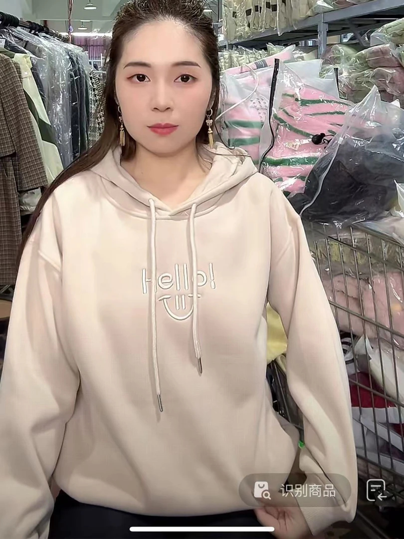 常规款常规字母少女风女连帽卫衣女款加厚上衣针织-3404