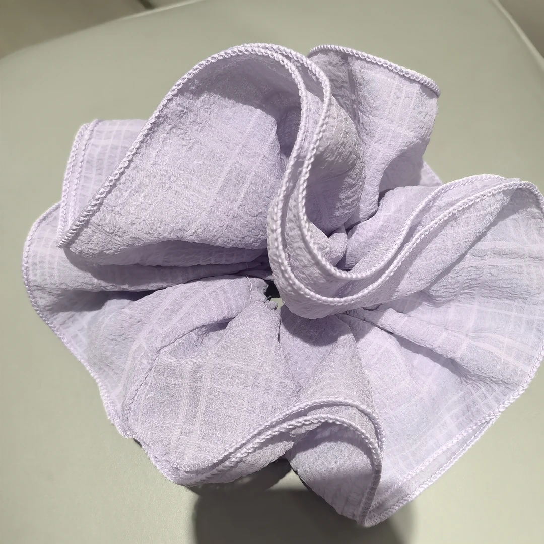 D606紫色格子纱纱四层大肠圈