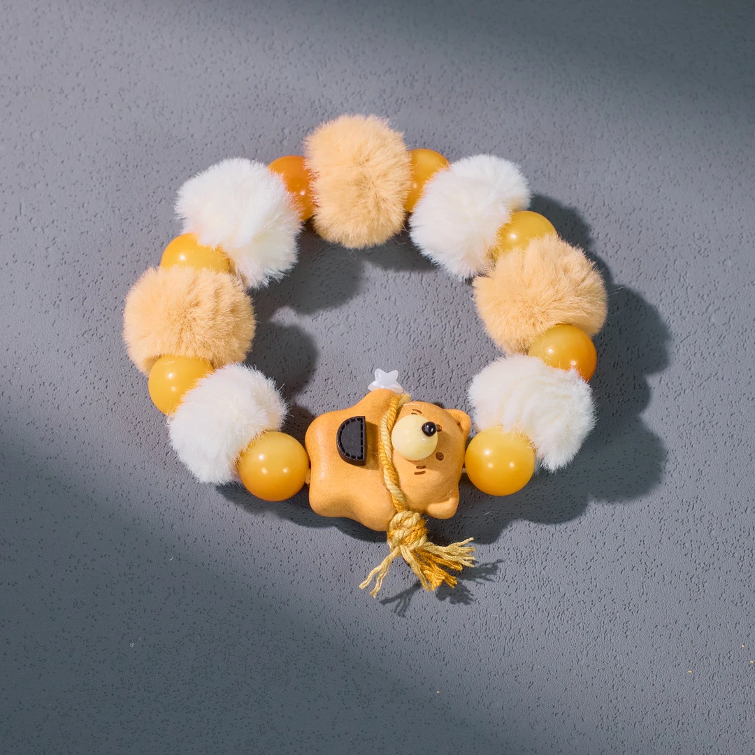 木质手链 【歪歪】毛绒绒桃木小熊手串（多样性发一）XB-R0027