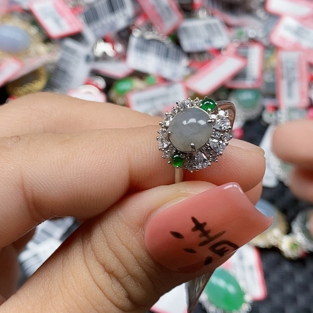 翡翠银S925镶嵌戒指