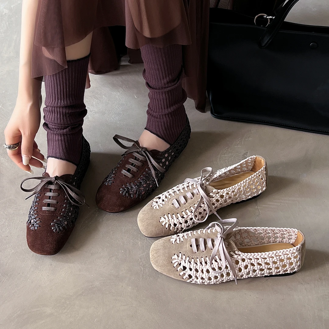 Sheriley77小众新款ins编织镂空网眼渔夫鞋德训鞋夏季透气洞洞鞋