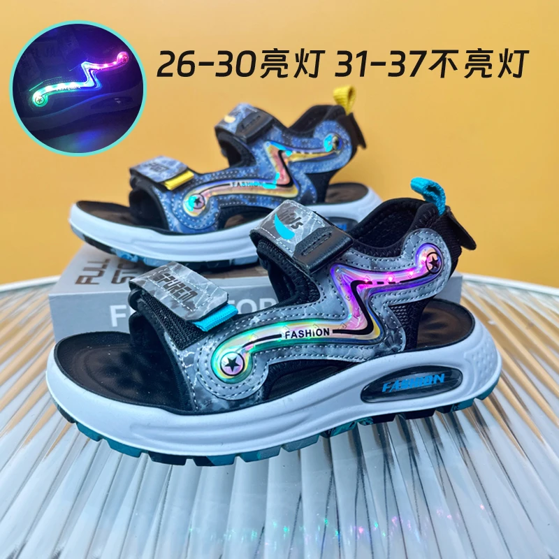 男童凉鞋夏季夏天闪电亮灯运动3-6岁8小童10儿童沙滩鞋