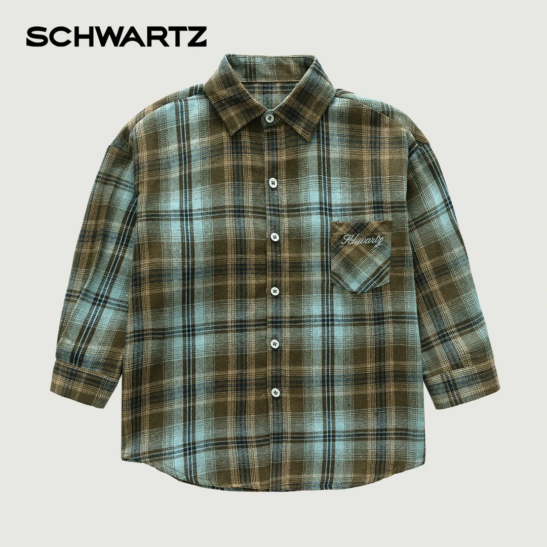 schwartz男童格子衬衫2025夏季新款气质宽松潮酷帅气百-6926