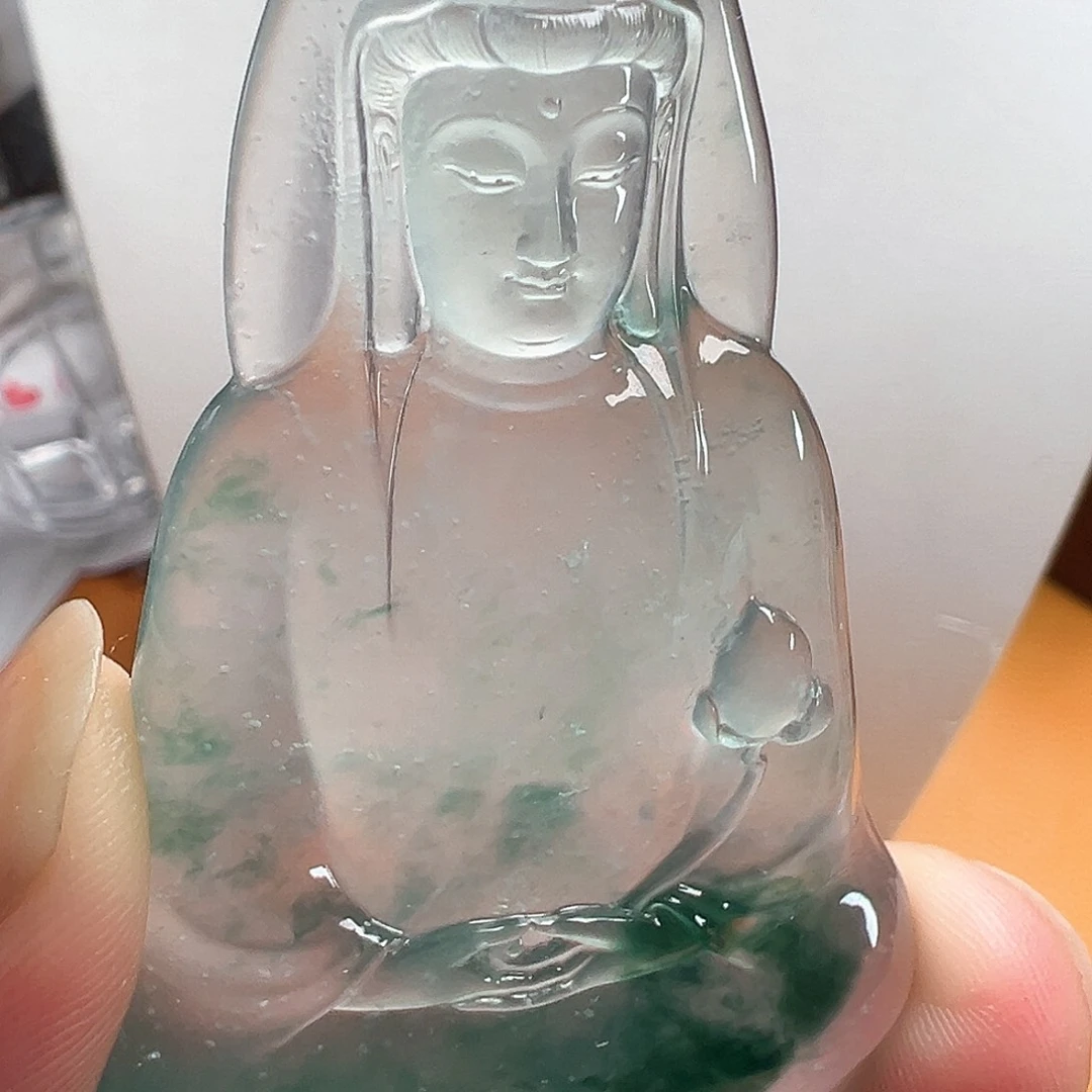 翡翠未镶嵌颈饰冯*庆高冰飘蓝花素衣