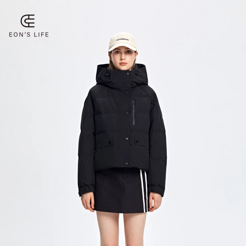 EON‘S LIFE短款拉链长袖女连帽休闲女装运动冬季MX076