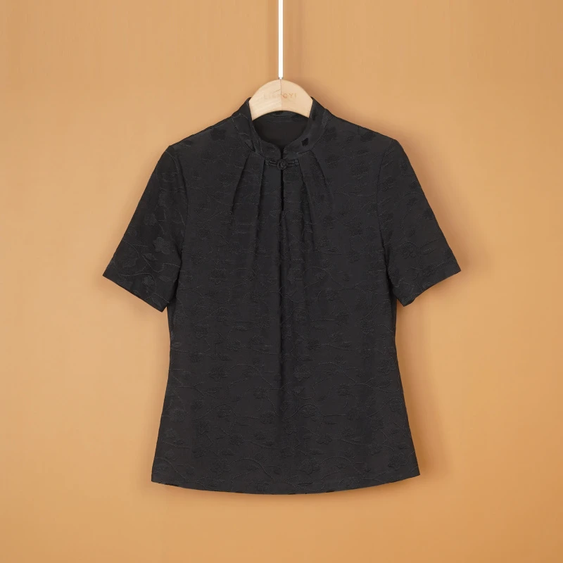 仫赐【青阑】新中式改良旗袍领上衣薄款透气妈妈小衫F9173