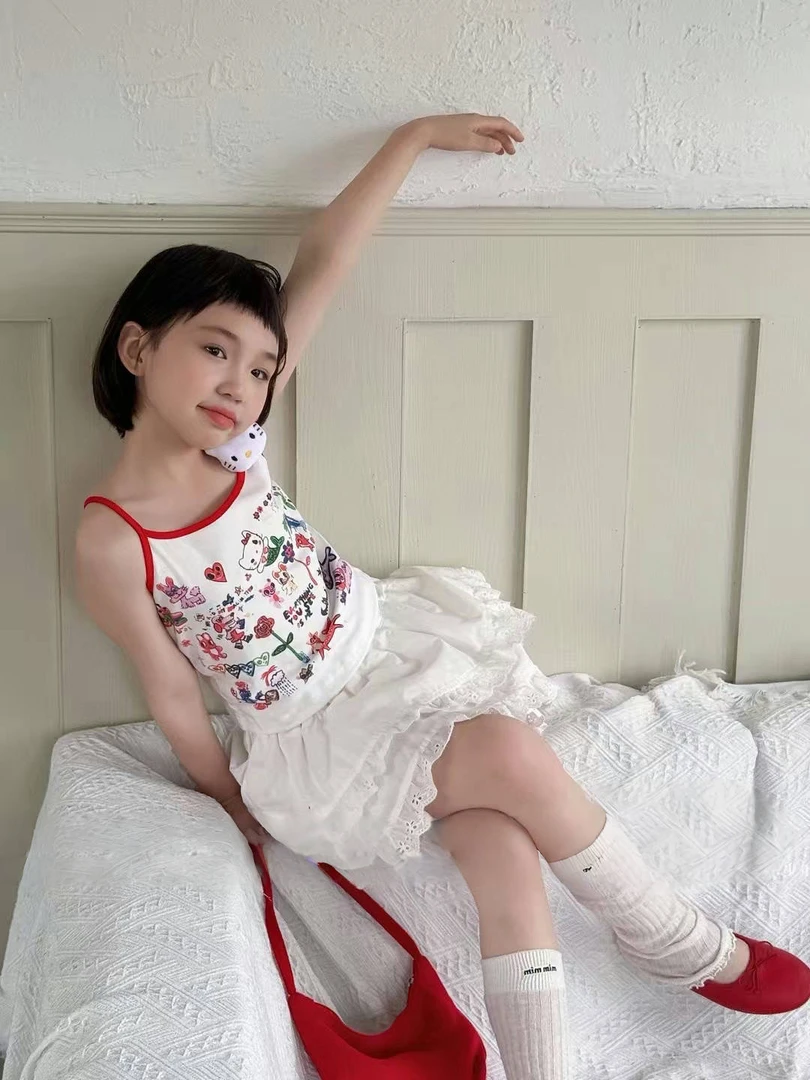 馨艺童品女童夏季涂鸦吊带背心