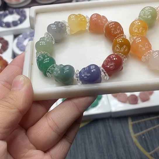 石英质玉（非洲翠）合金手串