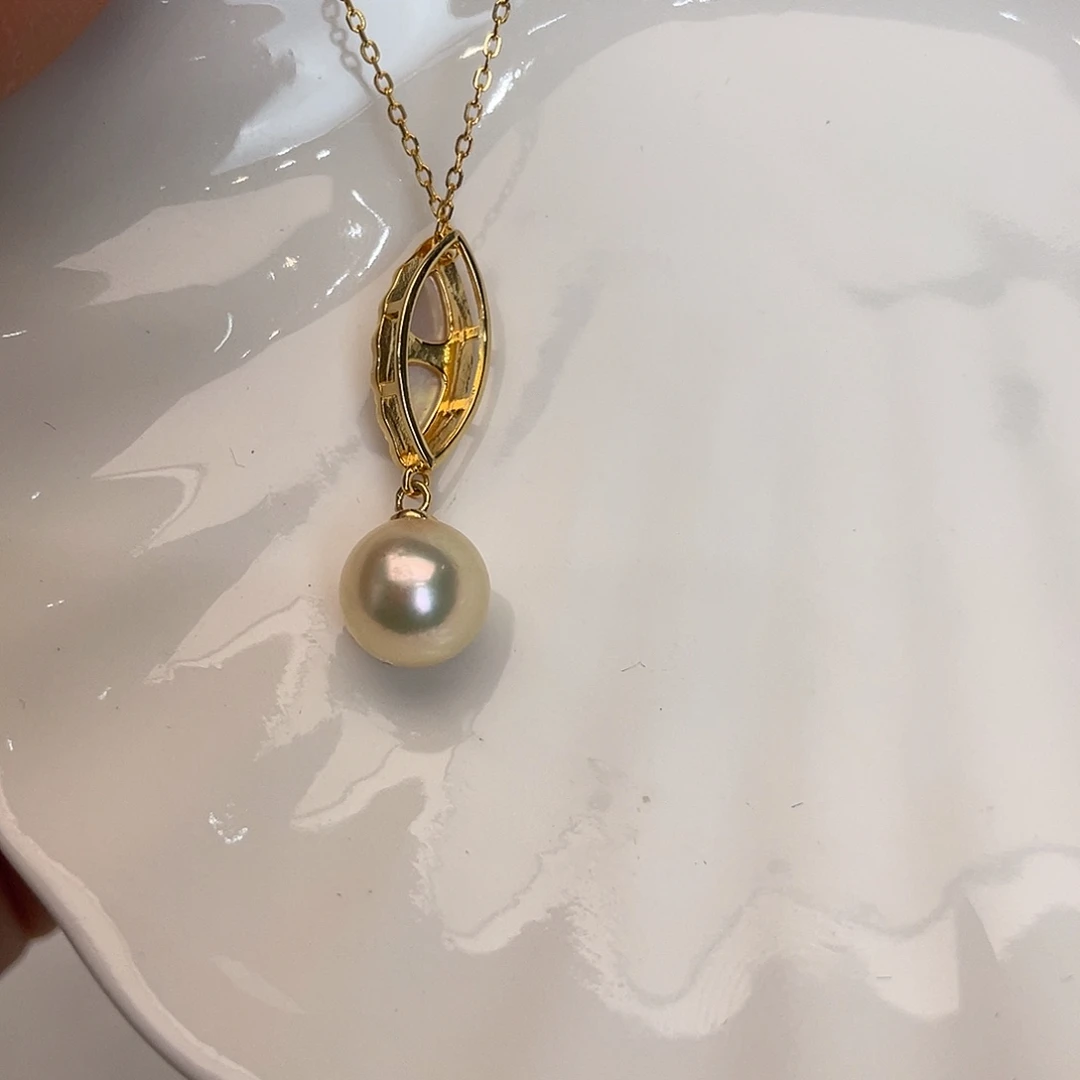 海水珍珠银S925镶嵌项链