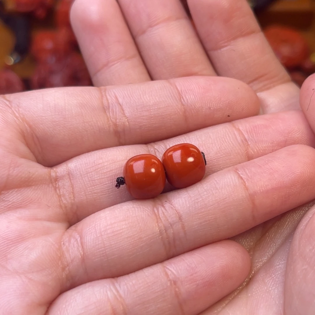 乐***年南红玛瑙未镶嵌川料瓦西10尺寸老型对珠