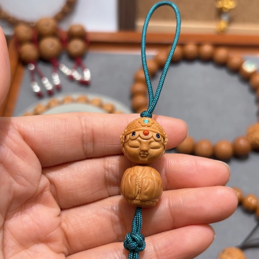 猴头核桃吊坠青衣镶嵌吊坠