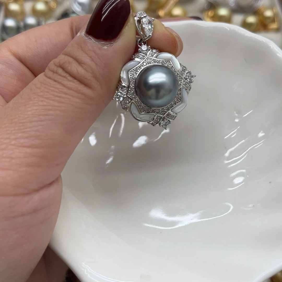 吊坠(不含链)海水珍珠银S925镶嵌
