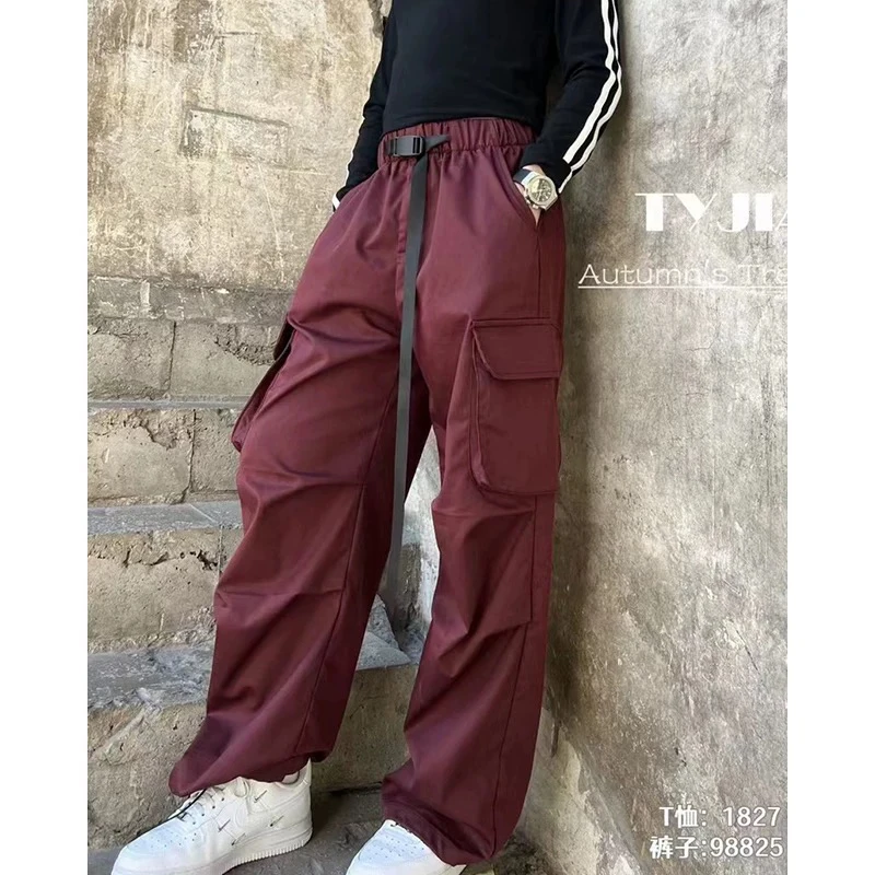 天衣角童装98825儿童工装裤直筒裤男女童安哥拉红暗红长裤98931潮