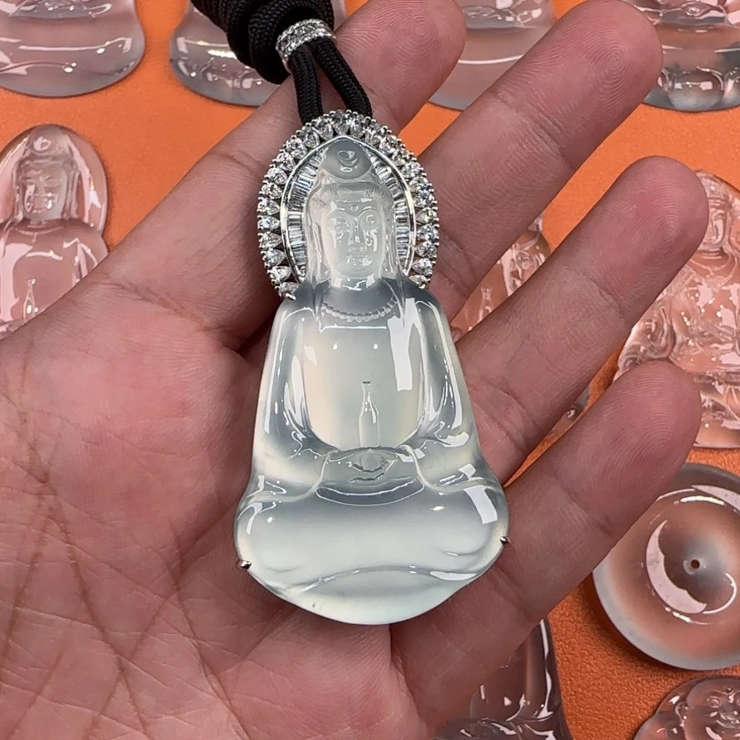 定制翡翠18K金镶嵌天然