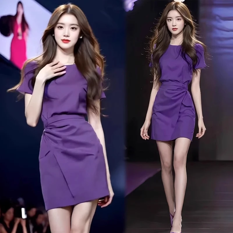 法式气质连衣裙女2025夏季新款时尚收腰显瘦高级设计感小个子短裙