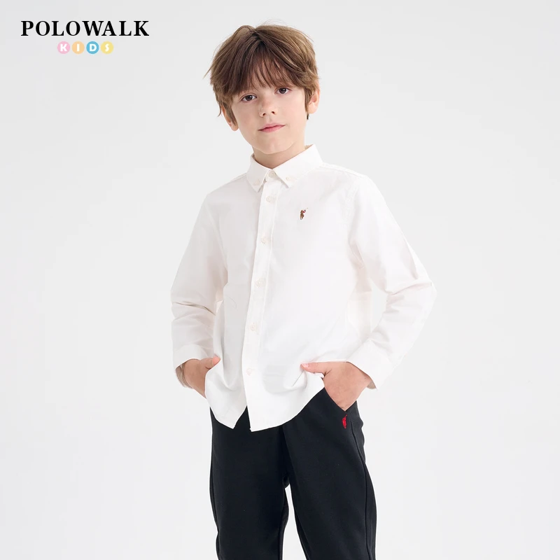 POLOWALK夏季新品男童牛津纺长袖衬衫AXEW532E0151【妈妈推荐】