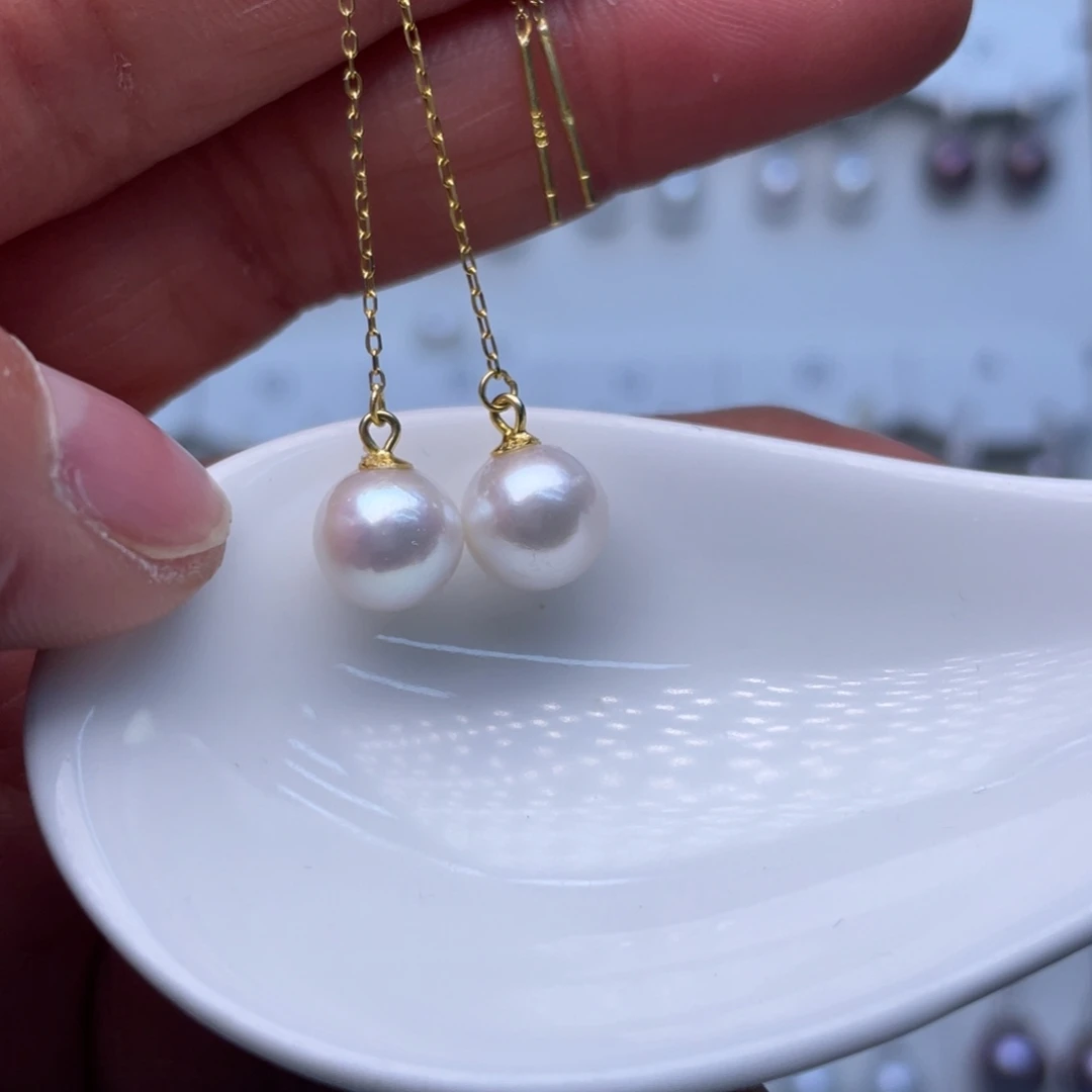 银S925镶嵌淡水珍珠耳饰
