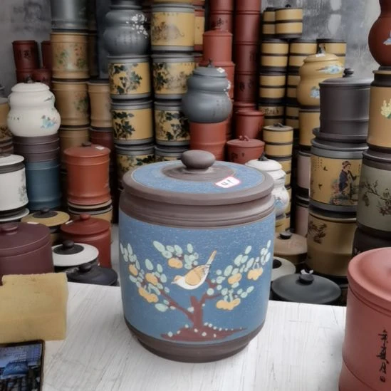 茶叶罐紫砂茶叶罐手绘花鸟款41