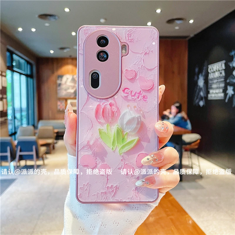 （OPPOReno系列）金属漆玻璃壳适用Reno13/11/10/9/8/7/6/5/4手机壳