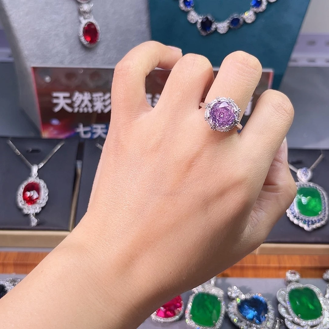 戒指蓝宝石银S925镶嵌d 77