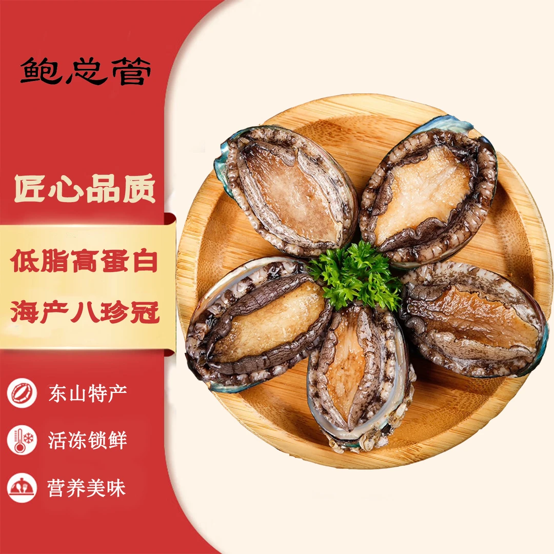 【阿贵】福建东山岛活冻鲍鱼6-8头鲍 6-7cm速冻鲍鱼九孔鲍冷冻海鲜